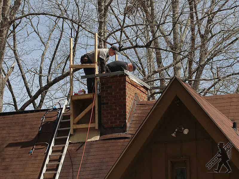 Putting Chimney Crown in Place